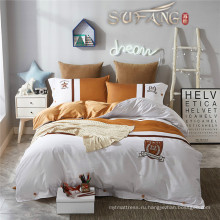 Линда белый и коричневый Пима хлопок кровать листа наборы с дизайна моды 